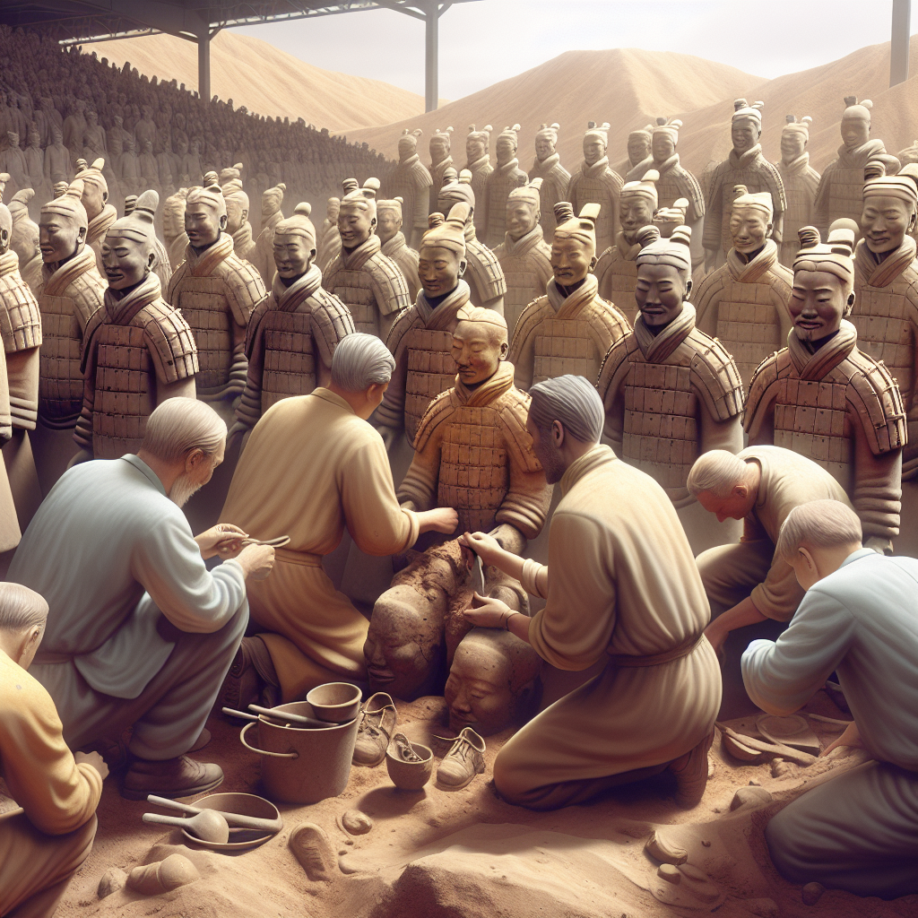 Descoberta de novos soldados de terracota em sítio arqueológico chinês